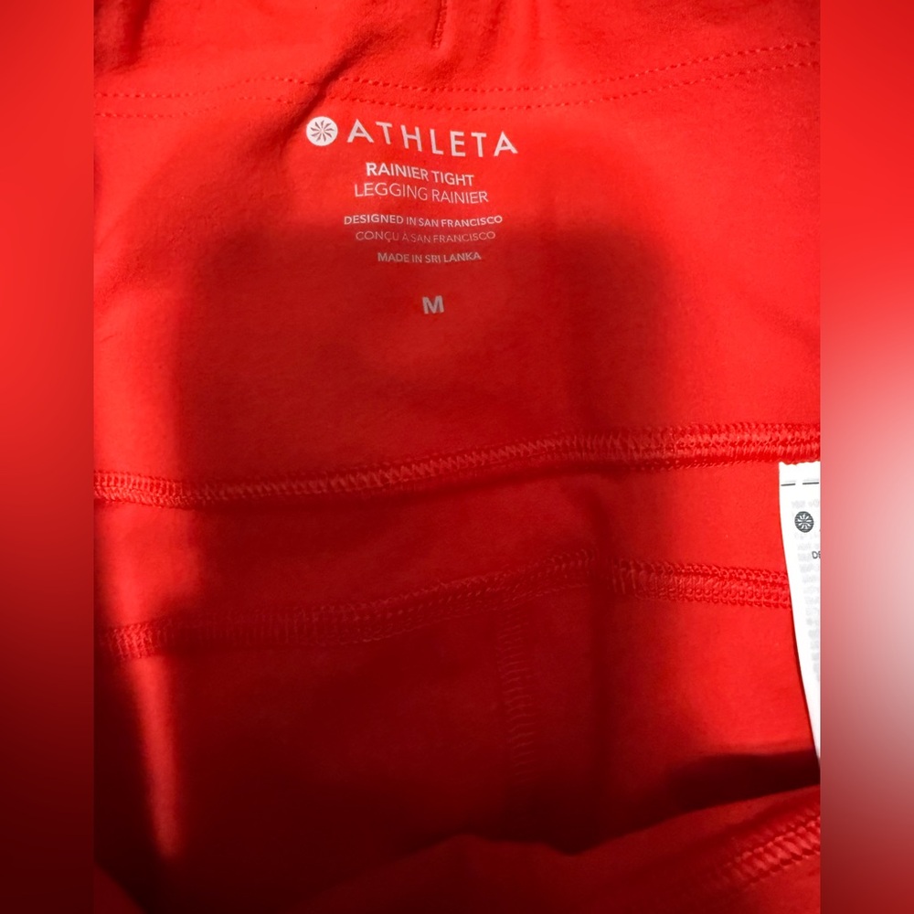 NWT Athleta Women's Medium Rainier Tight Red Athletic Leggings High Rise - Picture 10 of 12